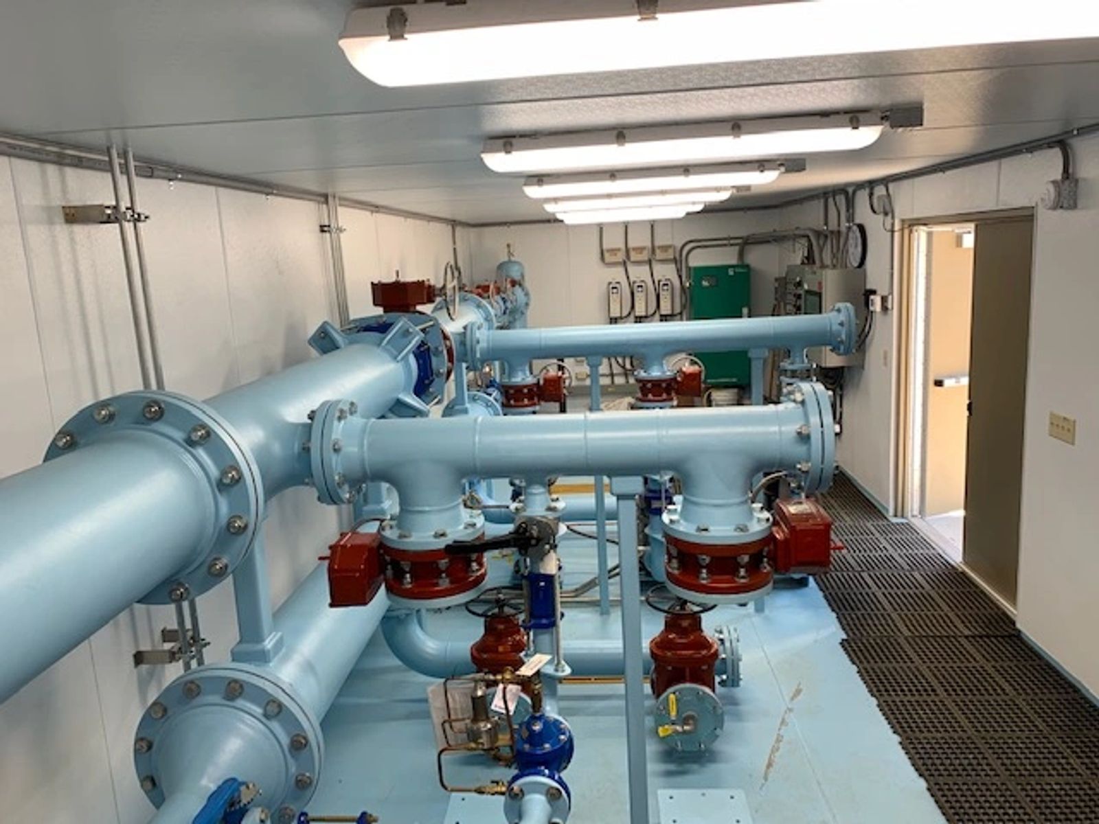 Alternate view of interior modular water pumping station components