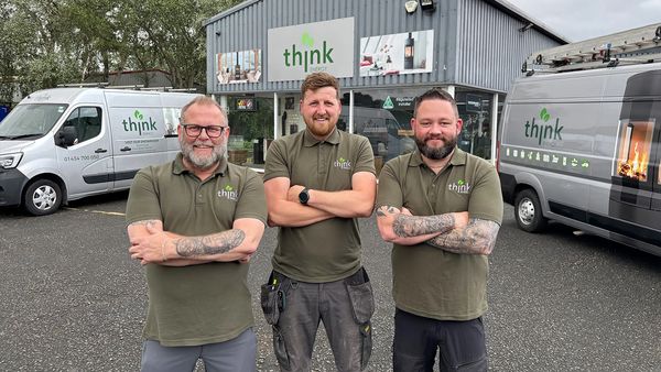 Derrick, Dan and Rich outside the Think Energy showroom in Hexham, Northumberland