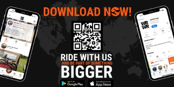 Advertisement encouraging users to download the Ride With Us app with QR code and app store icons.