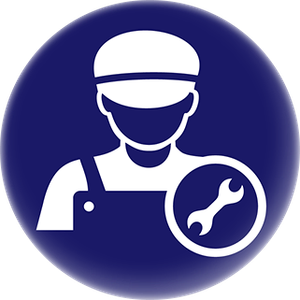 repair man icon over navy background