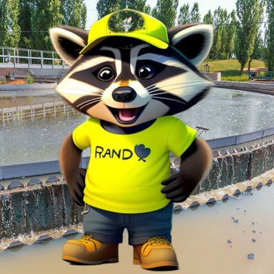 Randy.ai at a wastewater plant, ready to help you study! 