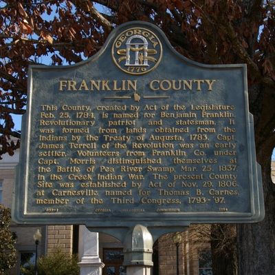 Franklin County marker in Carnesville, Georgia