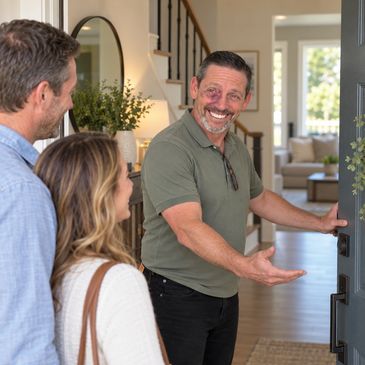 Matt welcoming clients into a property.