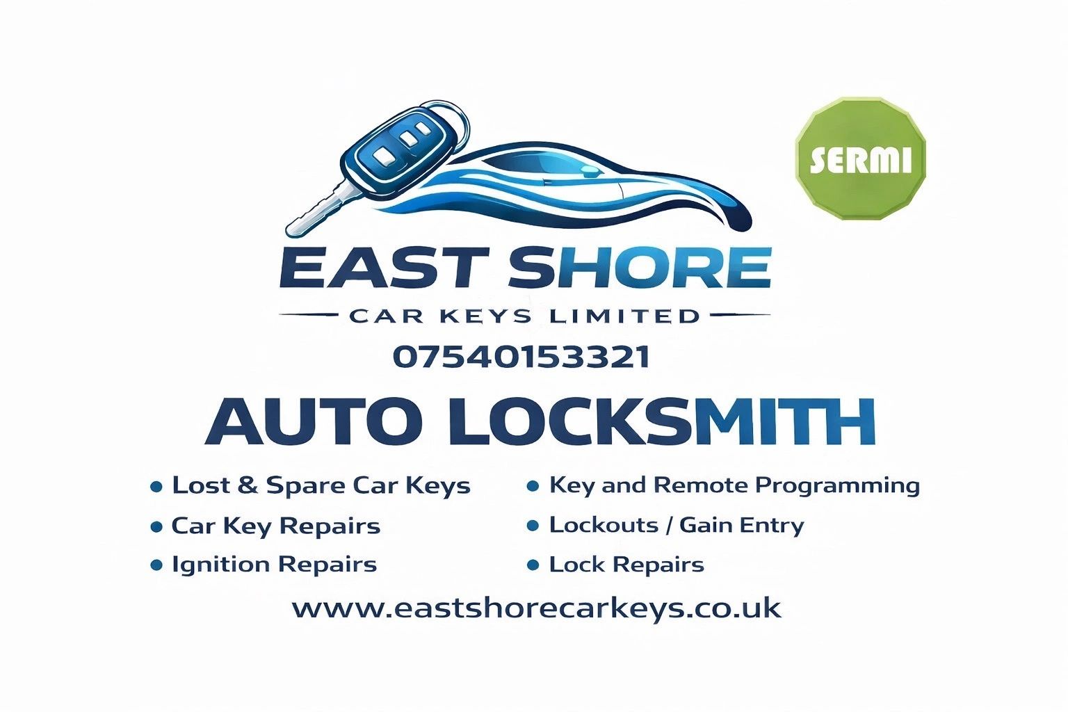 East Shore Car Keys Limited offers auto locksmith services including key repairs and lock programming.