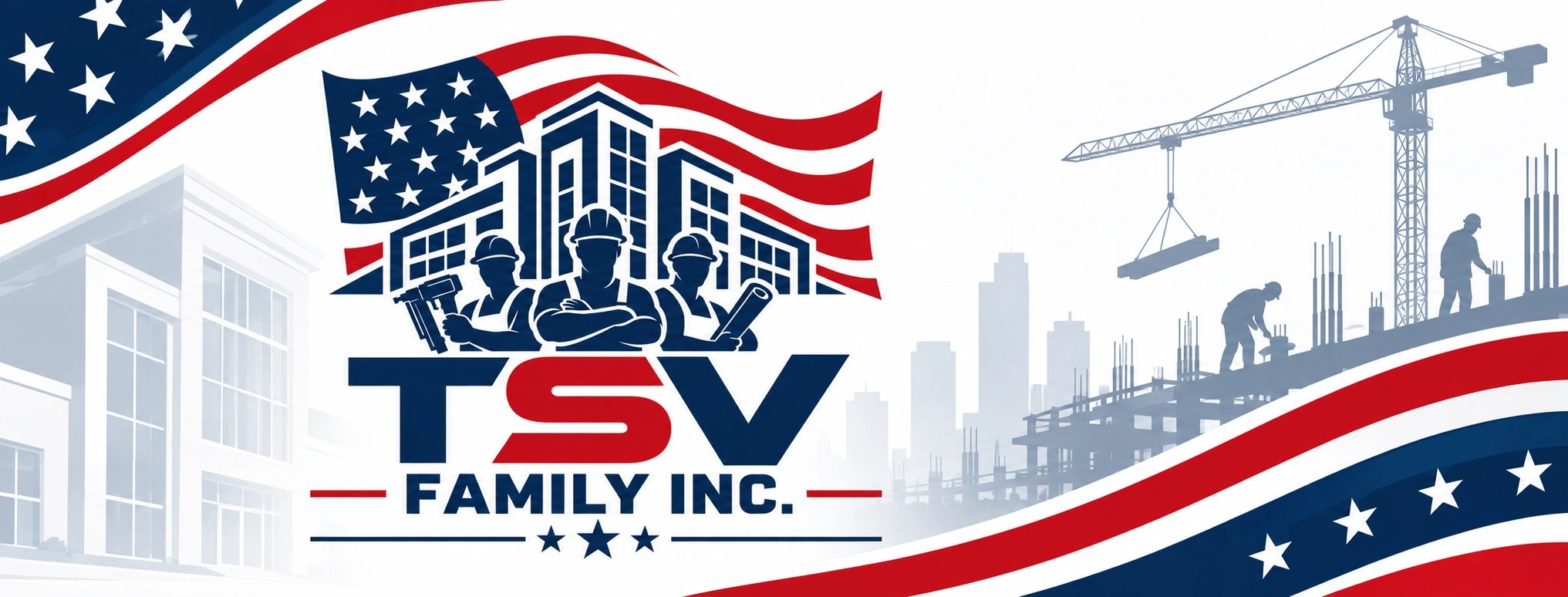 TSV Family Inc. veteran-owned commercial wood framing contractor banner, Rochester NY
