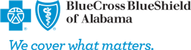 Blue Cross Blue Shield logo with the slogan 'We answer what matters.'