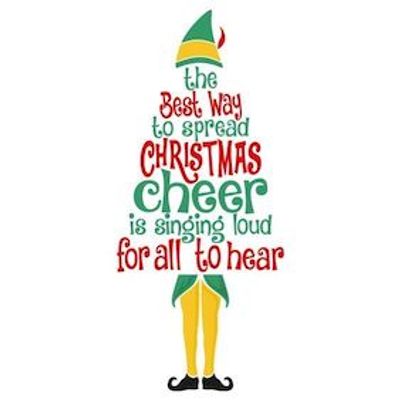 Christmas cheer quote with elf design.