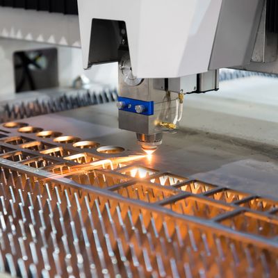 High precision CNC gas cutting metal sheet working in industry factory. Smart industry factory