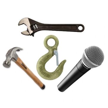 Crecent Wrench, Microphone, Hammer, Hook