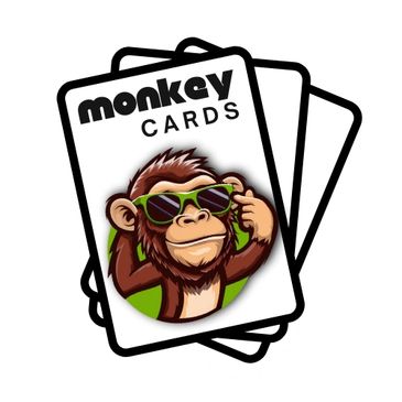 Logo of Monkey Cards featuring a cool monkey with sunglasses.