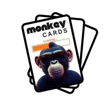 A playing card featuring a cool monkey with sunglasses and a loading bar.