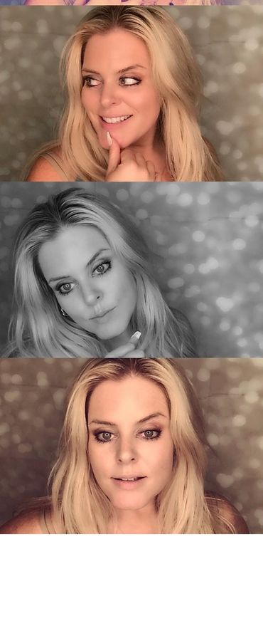 Cute woman in Photobooth with sparkle backdrop looking for wedding inspo 