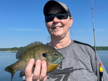 Happy fisher woman