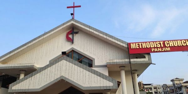 Methodist Church building with a cross on top.