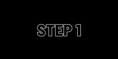 White outlined text 'STEP 1' on black background.
