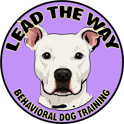 Logo of a dog training service with a white dog and bold text.