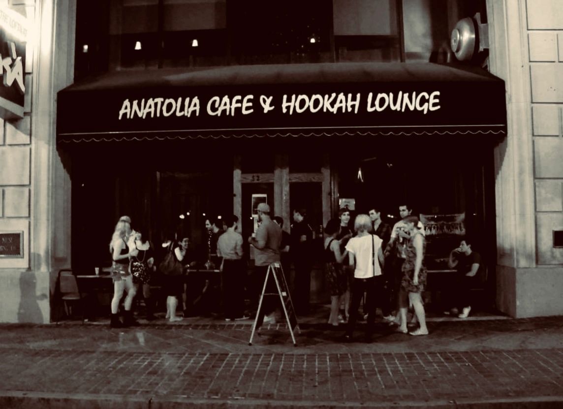 Guests gathered outside Anatolia Cafe in downtown Atlanta