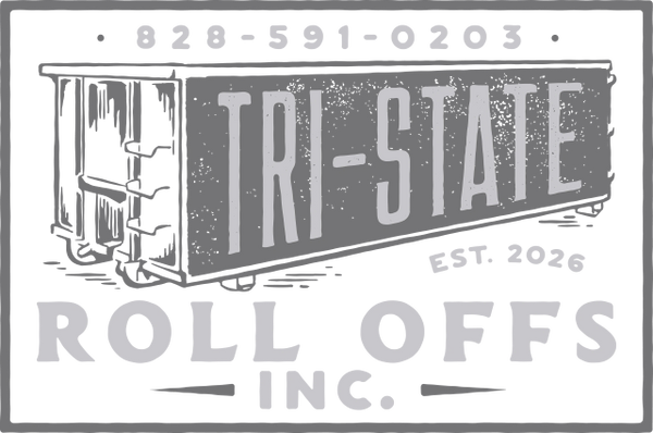 Logo for Tri-State Roll Offs Inc. with phone number and container illustration.