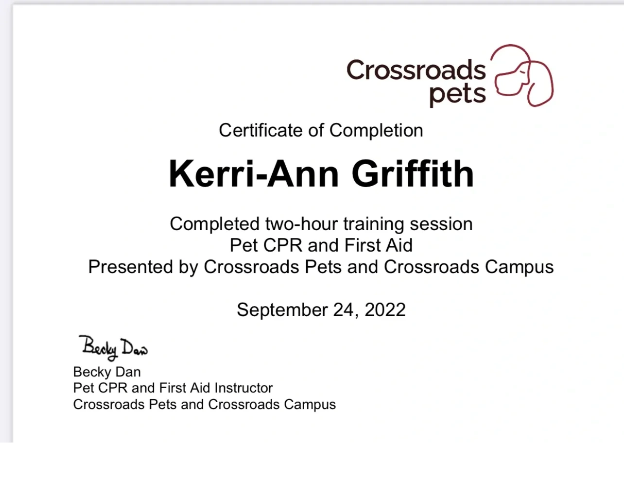 Pet CPR and First Aid Certification 