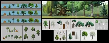 Various tree illustrations showcasing different types and styles.