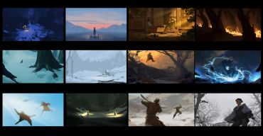 A series of animated scenes depicting various dramatic moments in diverse environments.