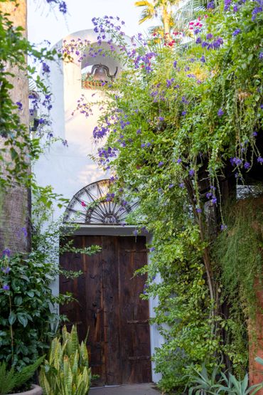 Spanish bell towers at vacation rental and wedding venue in Palm Springs Southern california.