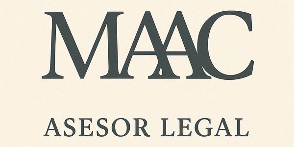Logo of MAAC Asesor Legal in black on beige background.