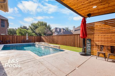 Custom pool, patio cover, new cedar fence in North Fort Worth.