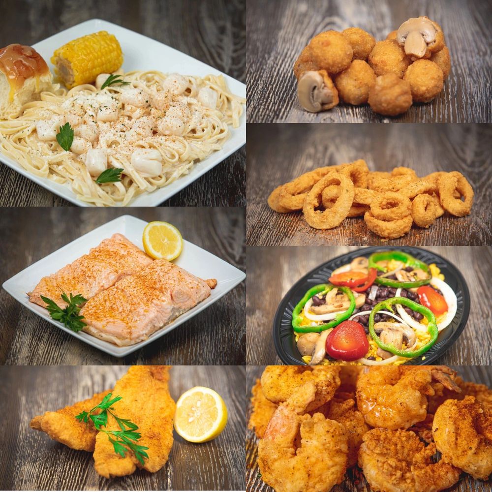 We start cooking when you place your order 
fresh food, 
Seafood, Wings, Phillys, Gyros, Salads and 