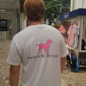 a person wearing a always by my side tee shirt