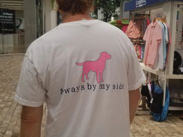 a person wearing a always by my side tee shirt