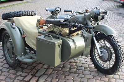 A gray sidecar