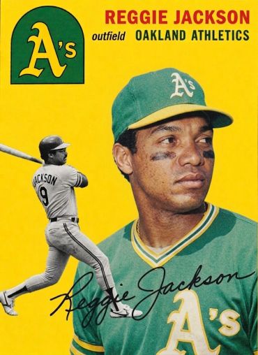 Baseball card of Reggie Jackson from the Oakland Athletics.