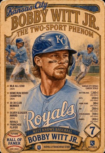 Vintage poster of Bobby Witt Jr., Kansas City Royals player.