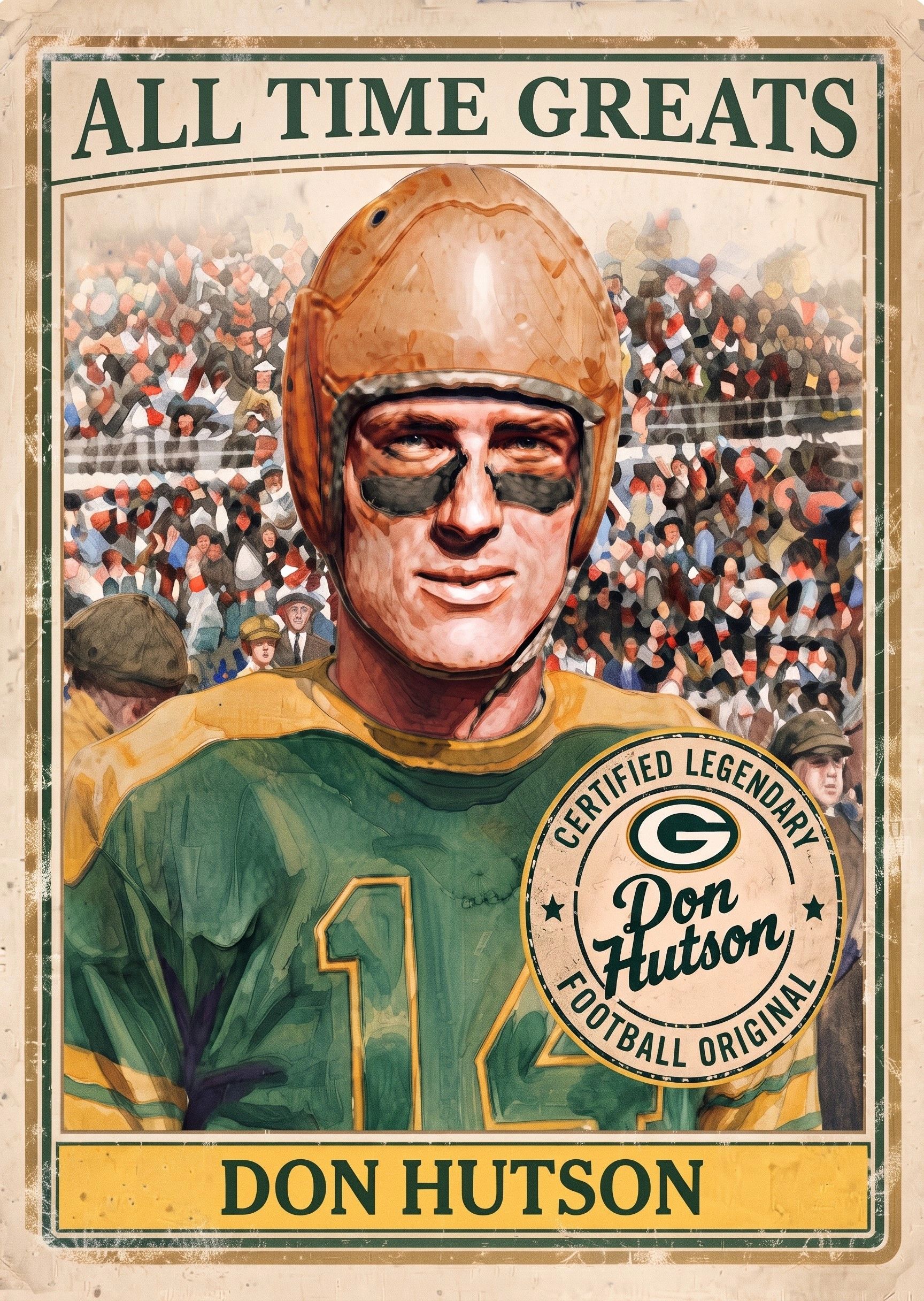 Vintage poster of football legend Don Hutson.