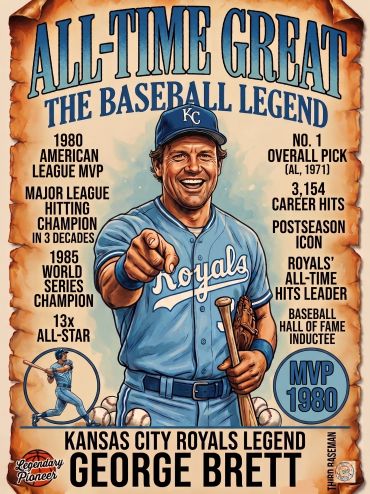 Tribute poster of George Brett, Kansas City Royals legend.