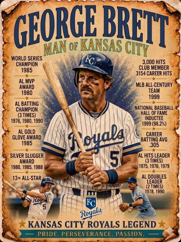 Vintage-style poster honoring George Brett, Kansas City Royals legend.