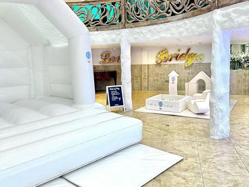 White Bouncy Castle and soft play hire with personalisation for weddings in Surrey & London