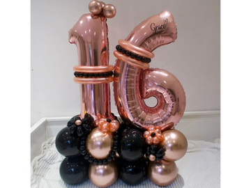 Luxe single number balloon stack with personalised design teenage birthday milestone birthday Sutton