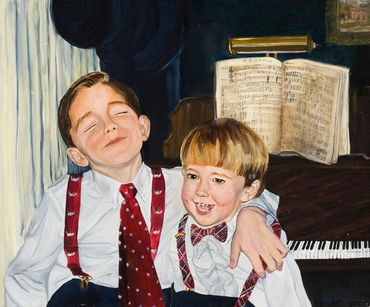 Oil painting of two brothers.