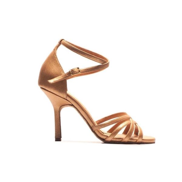 Rombo, oro leather, 8.5 curved heels