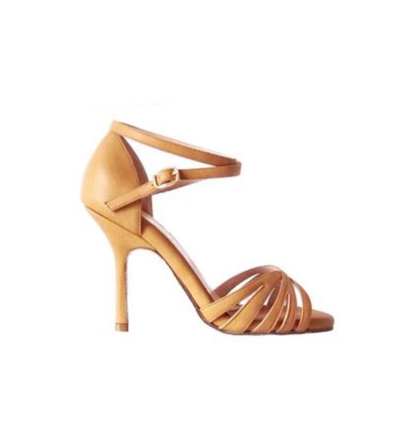Cat, Dark nude leather, 8.5 curved heels