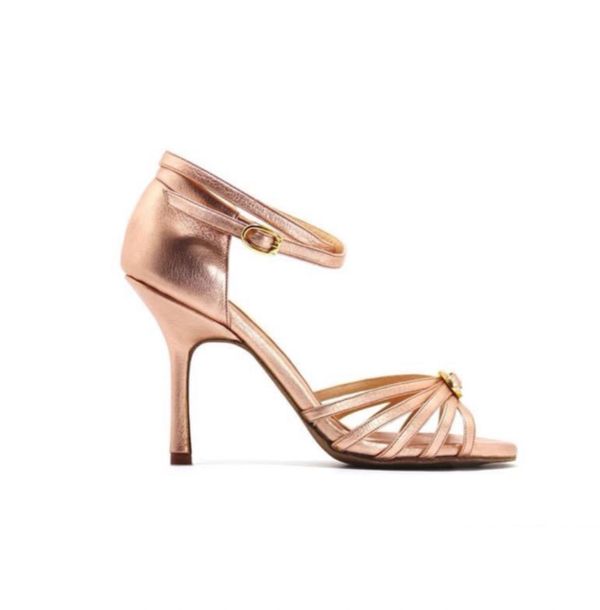 Alas, pink gold leather, 8.5 curved heels