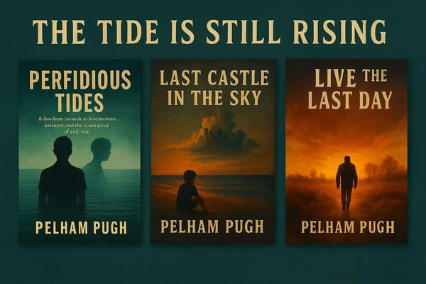 Book covers for Pelham Pugh's 'The Tide Is Still Rising' series.