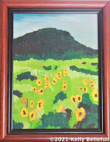 LS-Bellefuil # Sunflowers in Field 6 x 8 oil board framed