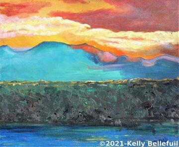 LS-Bellefuil #32 Pueblo Resivour Sunset 20 x 24 canvas wrap no frame