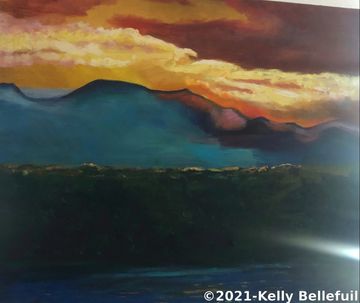 LS-Bellefuil-Pueblo Resevior Sunset 18 x 28 oil on canvas no frame