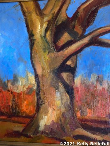 LS-Bellefuil-tree study plein air 11 x 14 framed