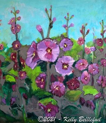 PS-Bellefuil-New Work-Hollyhock 3 30 x 30 oil on canvas unframed-sm