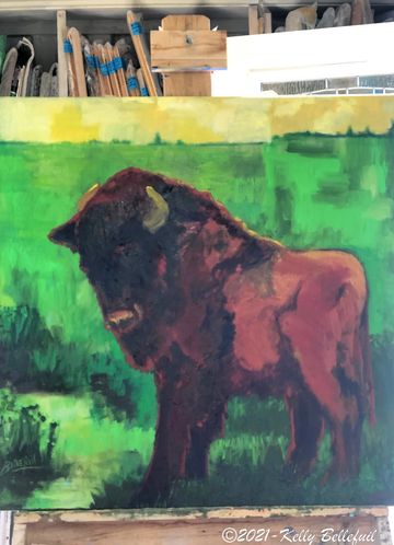 WL-Bellefuil-bull Buffalo 32x32 oil canvas